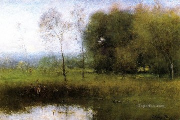 Lake Pond Waterfall Painting - Summer Montclair aka New Jersey Landscape landscape Tonalist George Inness